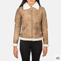 Sherilyn B-3 Distressed Brown Leather Bomber Jacket Clanton Jacket