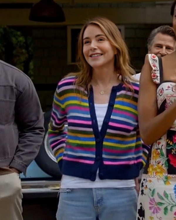 Shrinking Christa Miller Rainbow Striped Cardigan WorthVee