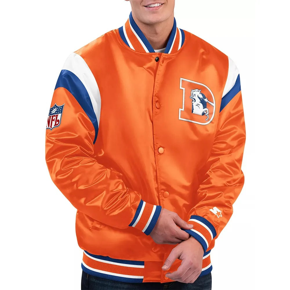 Shutout Throwback Denver Broncos Orange Satin Jacket WorthVee
