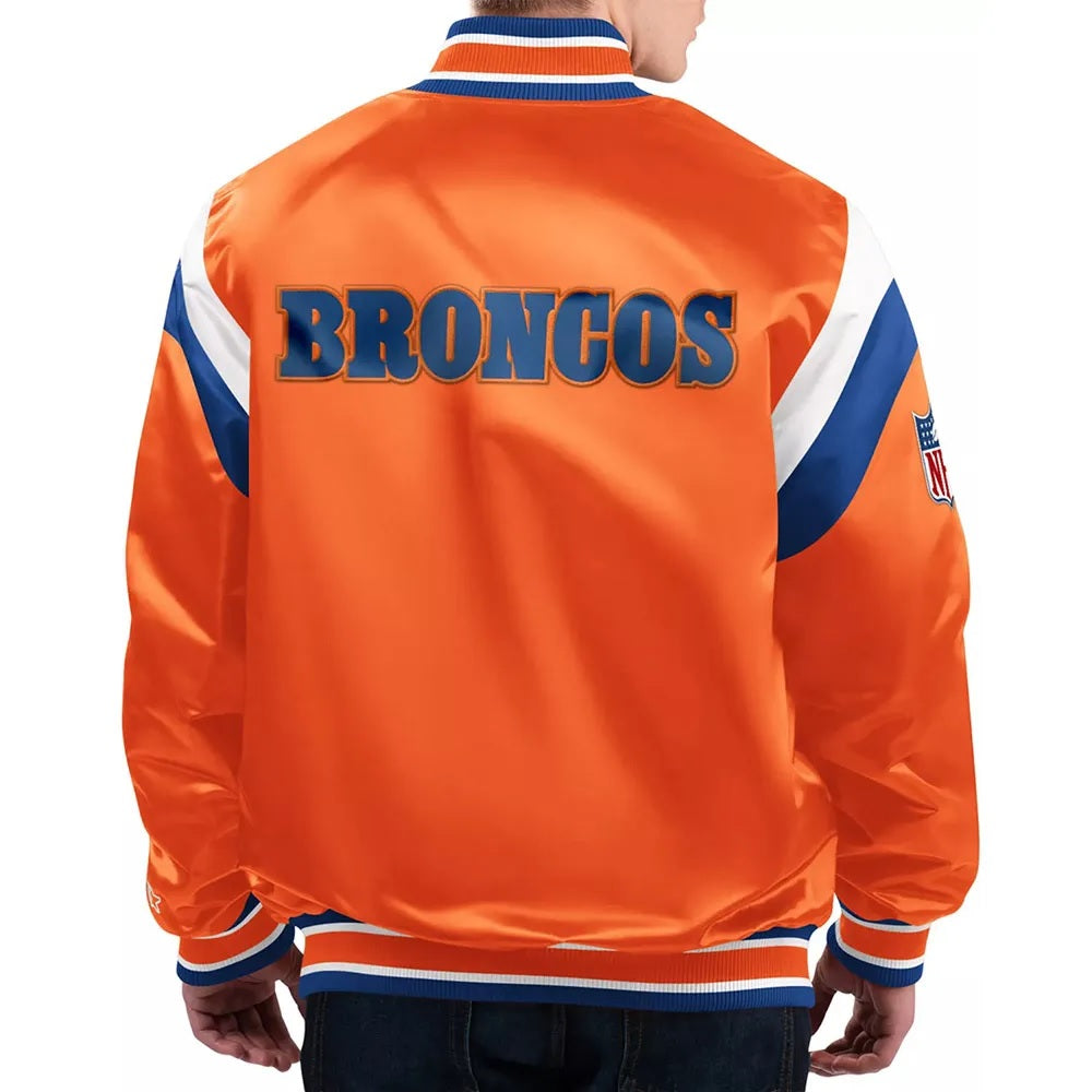Shutout Throwback Denver Broncos Orange Satin Jacket WorthVee