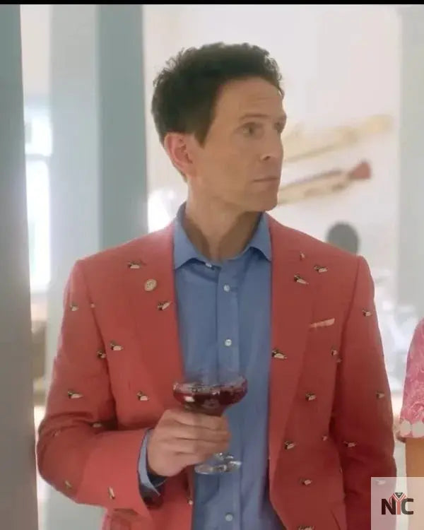 Sirens Glenn Howerton Duck Print Pink Coat Clanton Jacket
