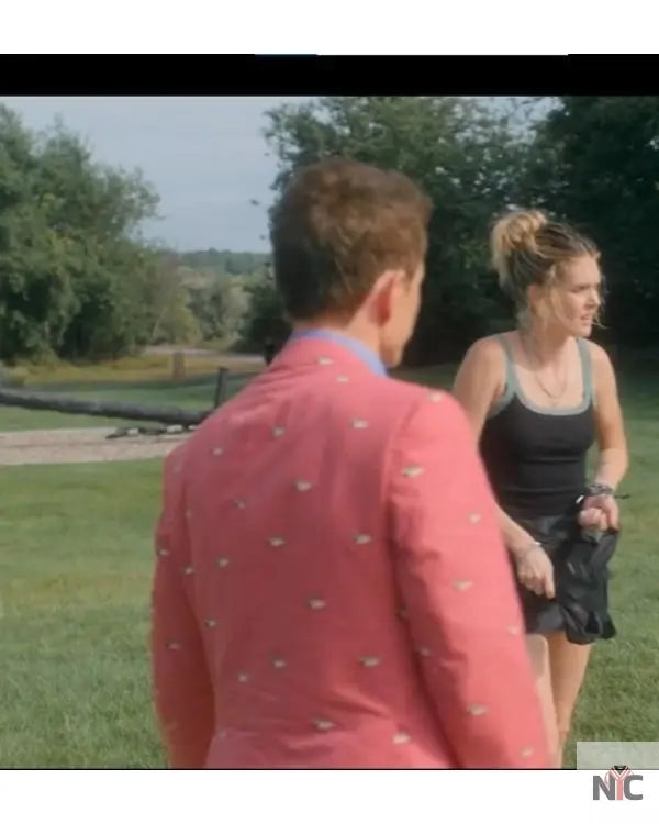 Sirens Glenn Howerton Duck Print Pink Coat Clanton Jacket