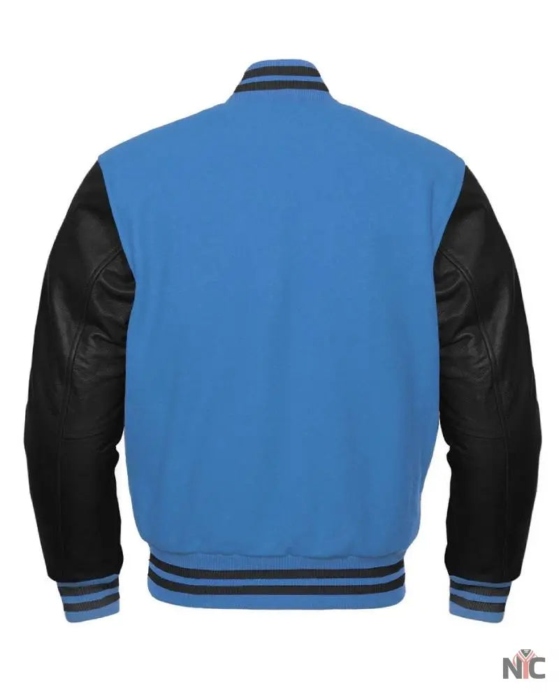 Sky Blue And Black Varsity Jacket Clanton Jacket