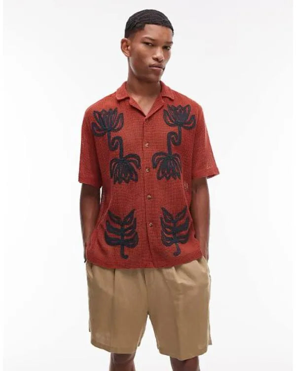 Southern Charm S11 Rodrigo Reyes Red Crochet Floral Shirt