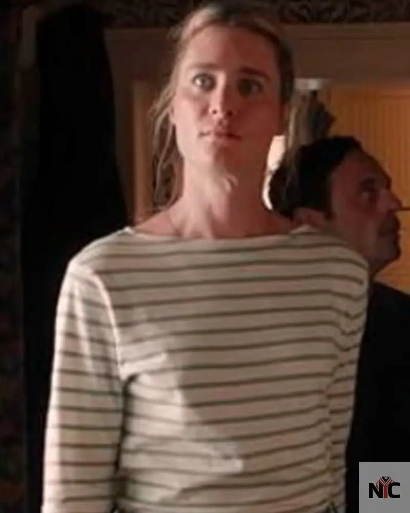 Speak No Evil 2024 Mackenzie Davis Stripe Shirt Clanton Jacket