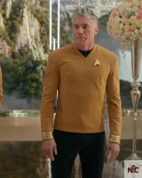 Star Trek Strange New Worlds Anson Mount Yellow Shirt Clanton Jacket