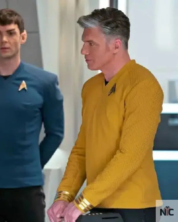 Star Trek Strange New Worlds Anson Mount Yellow Shirt Clanton Jacket