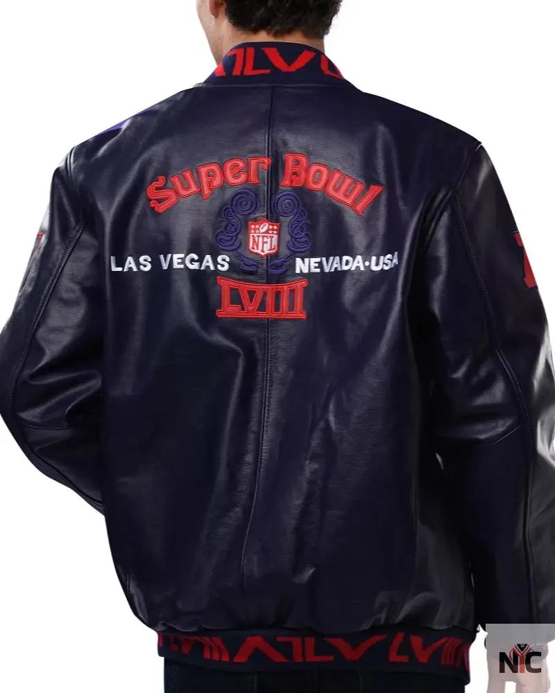 Starter Men’s Super Bowl LVIII Lucky Leather Jacket Clanton Jacket