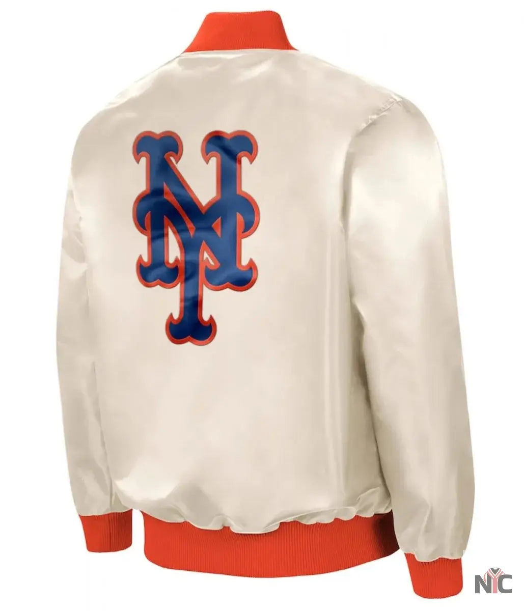 Starter NY Mets White Satin Jacket Clanton Jacket