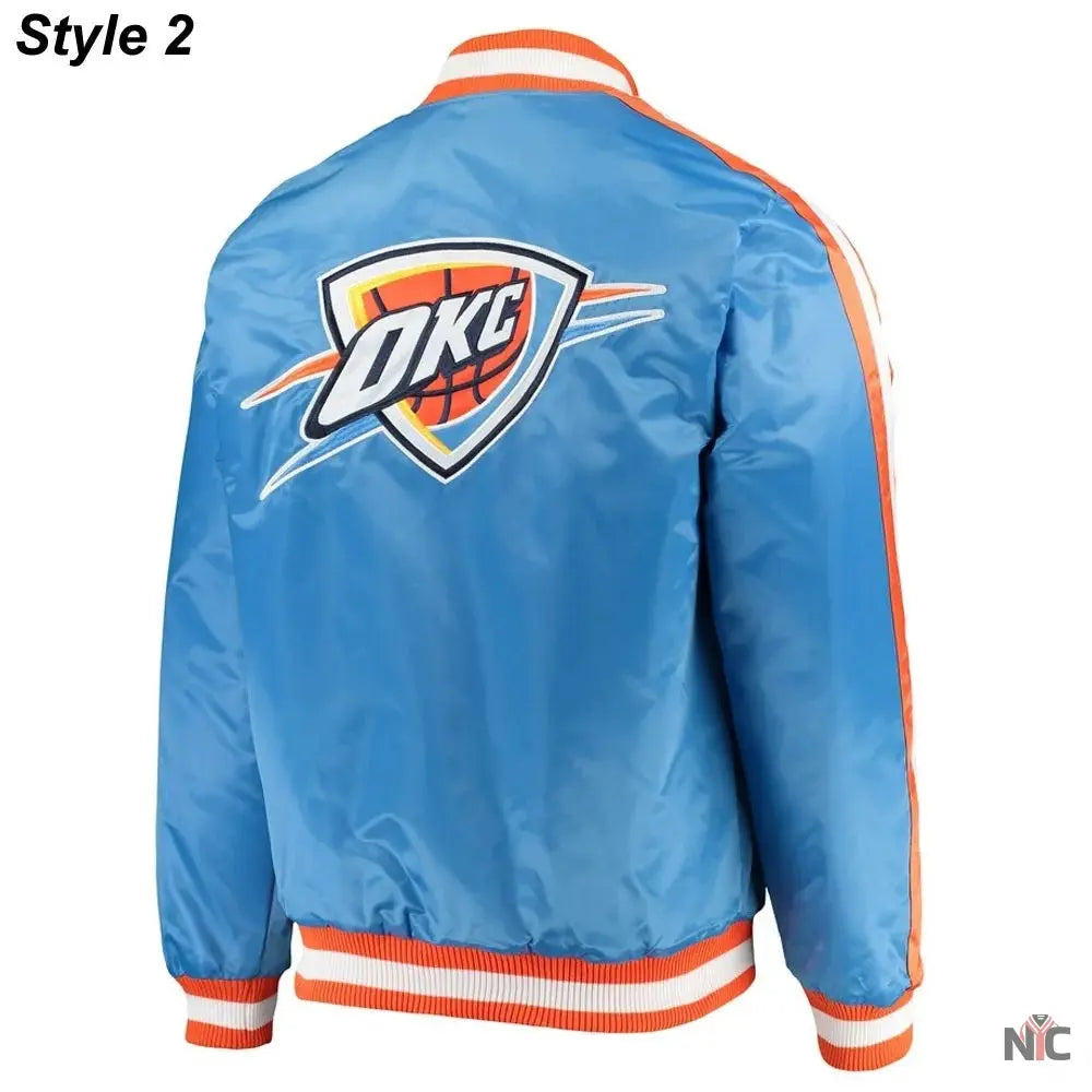 Starter Oklahoma City Thunder Orange and Blue Jacket Clanton Jacket