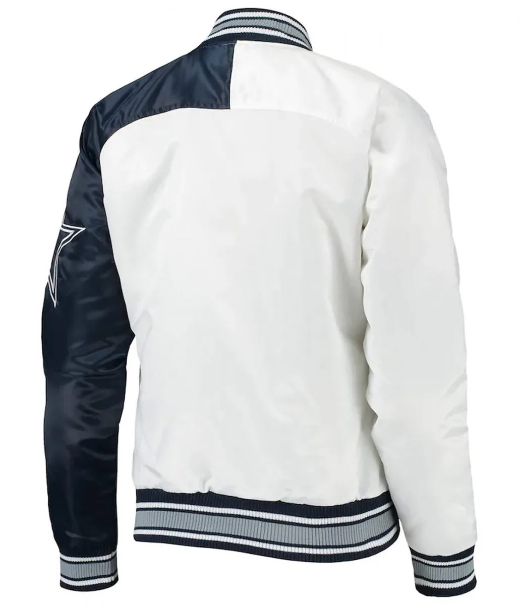 Starter Dallas Cowboys Endzone White and Blue Satin Jacket WorthVee