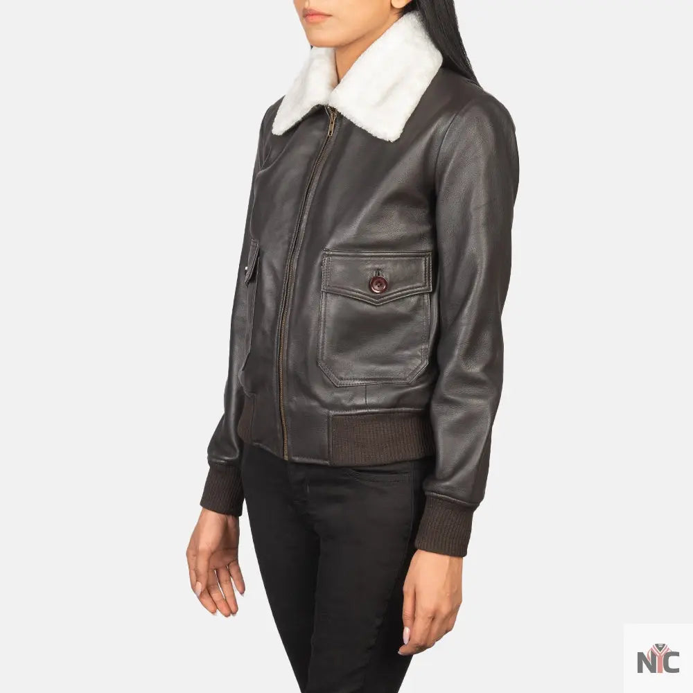 Stella G-1 Brown Leather Bomber Jacket Clanton Jacket