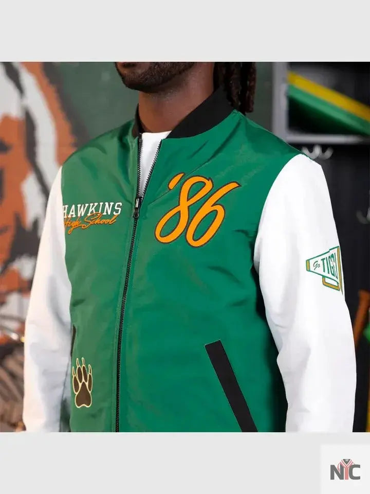 Stranger Things x Hawkins Tigers Reversible Bomber Jacket Clanton Jacket