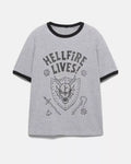 Stranger Things Dustin Grey Hellfire Lives Print T-Shirt