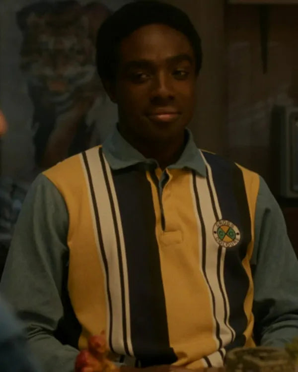 Stranger Things S05 Caleb McLaughlin Striped Polo Top