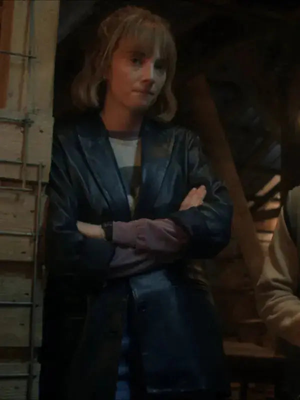 Stranger Things S05 Robin Buckley Black Leather Jacket WorthVee
