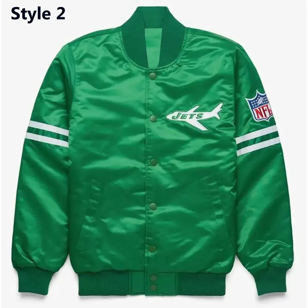 Striped New York Jets Green Satin Jacket