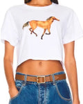 Summer House S10 Lindsay Hubbard White Horse Print Crop Top
