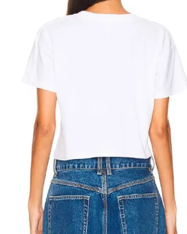 Summer House S10 Lindsay Hubbard White Horse Print Crop Top