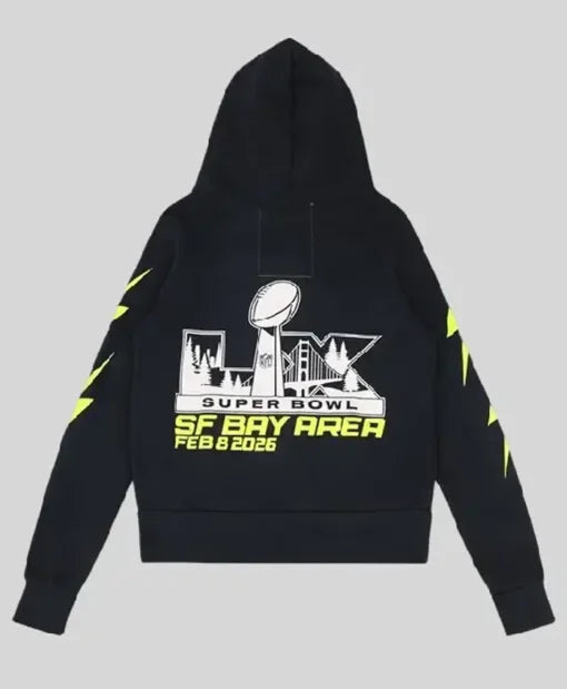 Super Bowl LX Zip Up Black Hoodie