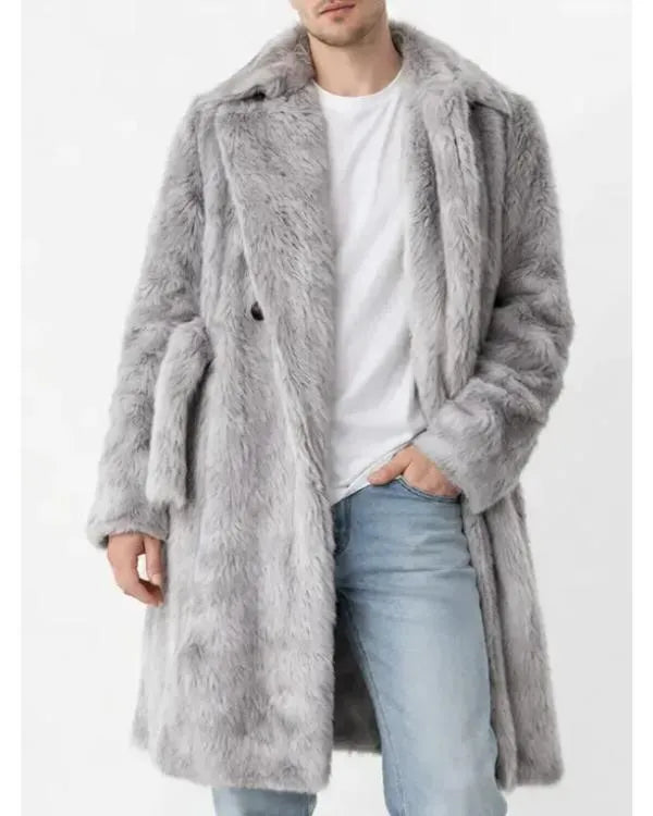 Super Bowl LX Bad Bunny Grey Fur Coat