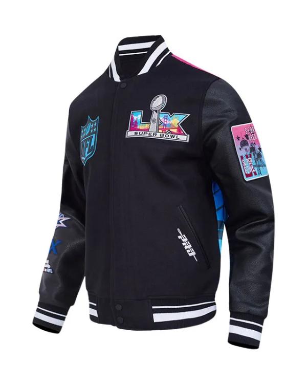 Super Bowl LX 2026 Black Varsity Jacket
