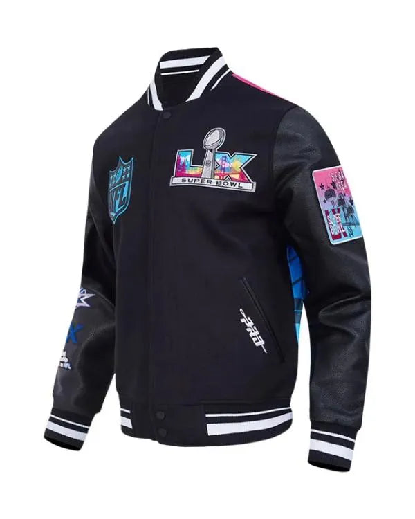 Super Bowl LX 2026 Black Varsity Jacket