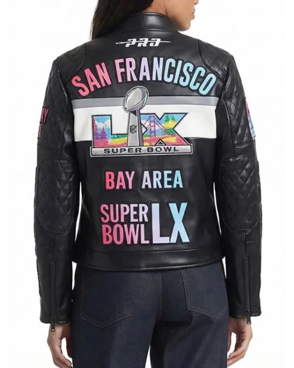 Super Bowl LX Black Moto Leather Jacket