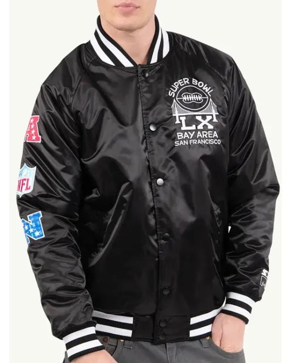 Super Bowl LX San Francisco Black Satin Jacket