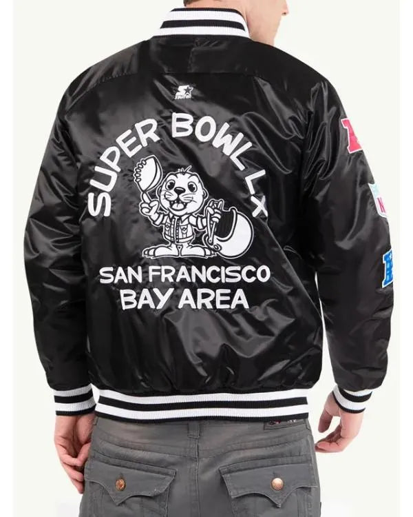 Super Bowl LX San Francisco Black Satin Jacket