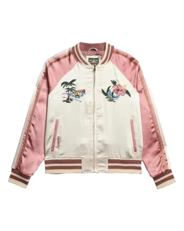 Superdry Suikajan Pink Hawaii Print Bomber Jacket Clanton Jacket