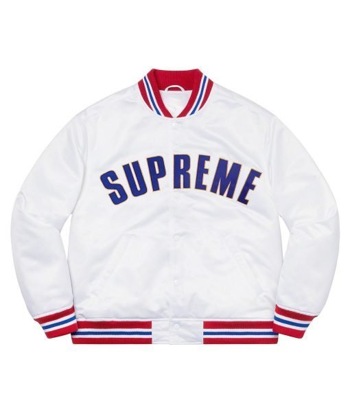 Supreme Love All Trust Few 2022 Do Wrong To No One White Varsity Jacket Clanton Jacket
