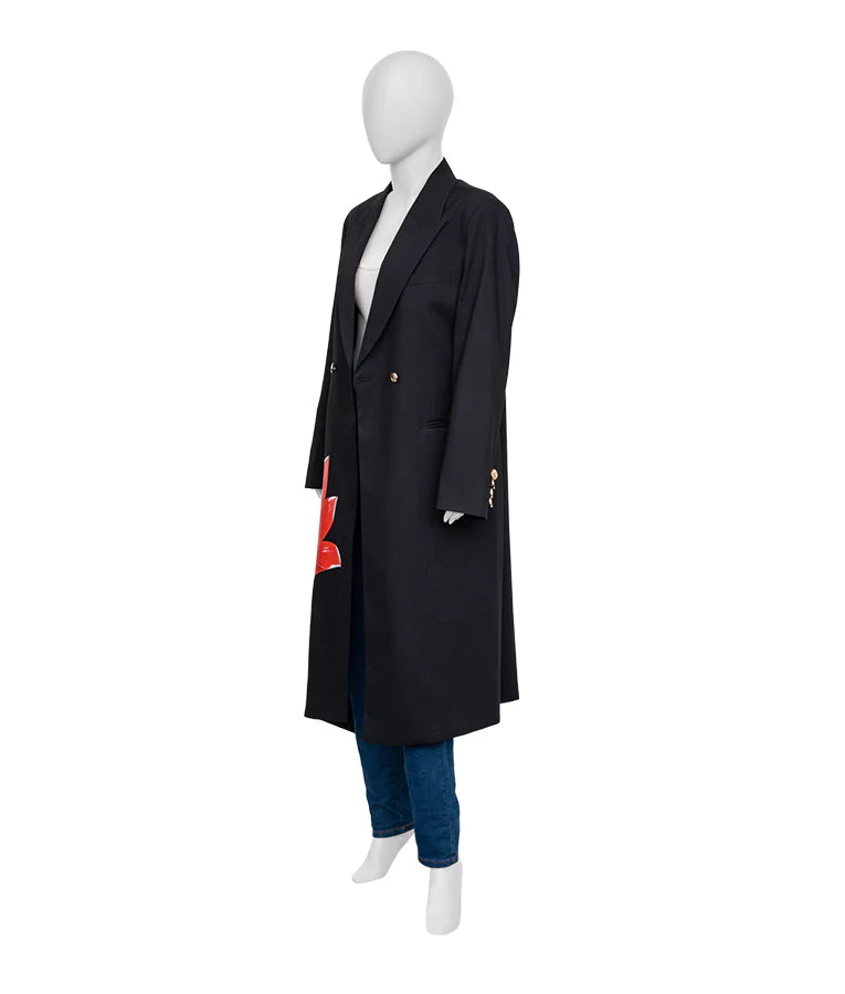 Hostage 2025 Suranne Jones Black Floral Coat