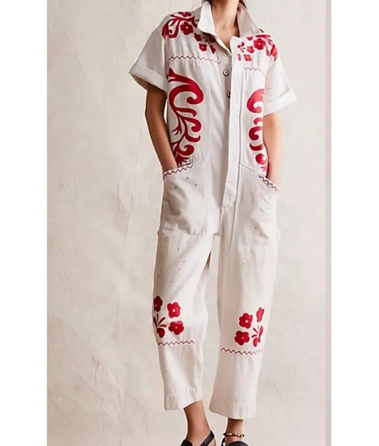 Sweet Magnolias S04 Caroline Lagerfelt Red Floral Jumpsuit