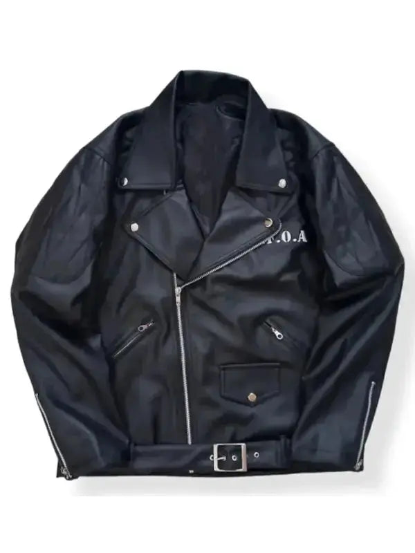 T.F.O.A 5Th Generation Black Biker Leather Jacket WorthVee