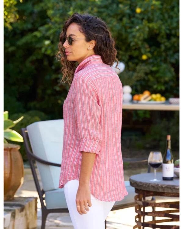 Leanne S01 Leanne Morgan Pink Striped Shirt Clanton Jacket