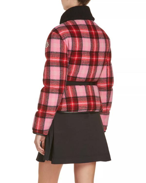 The Five 2025 Dana Perino Pink And Red Plaid Puffer Jacket