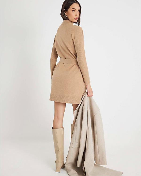 This Morning 2025 Cat Deeley Brown Belted Jumper Dress