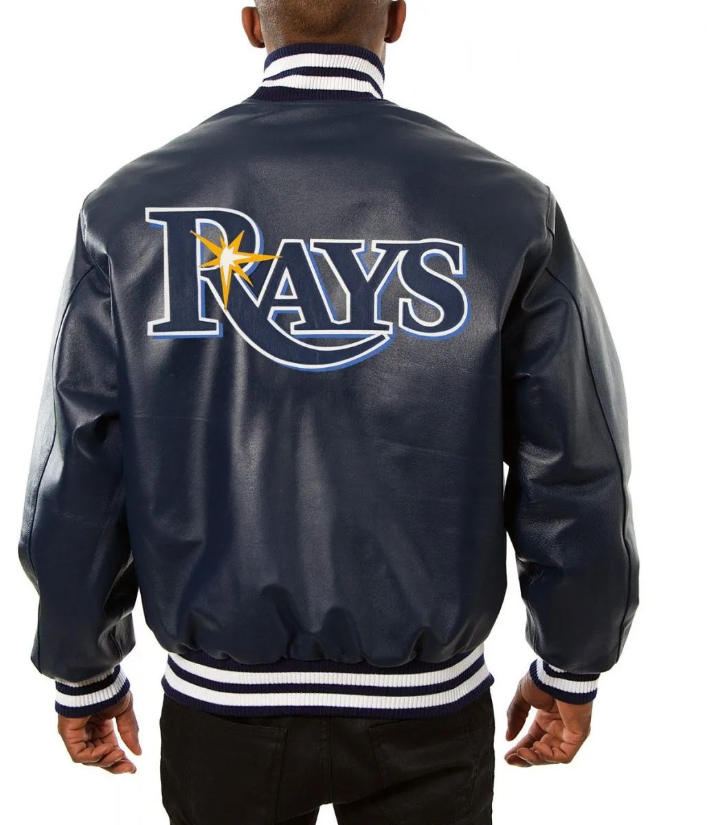 Tampa Bay Rays Navy Blue Leather Jacket WorthVee