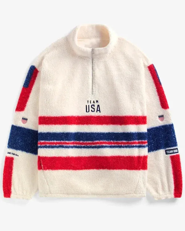 Team USA Cream Quarter-Zip Sherpa Pullover