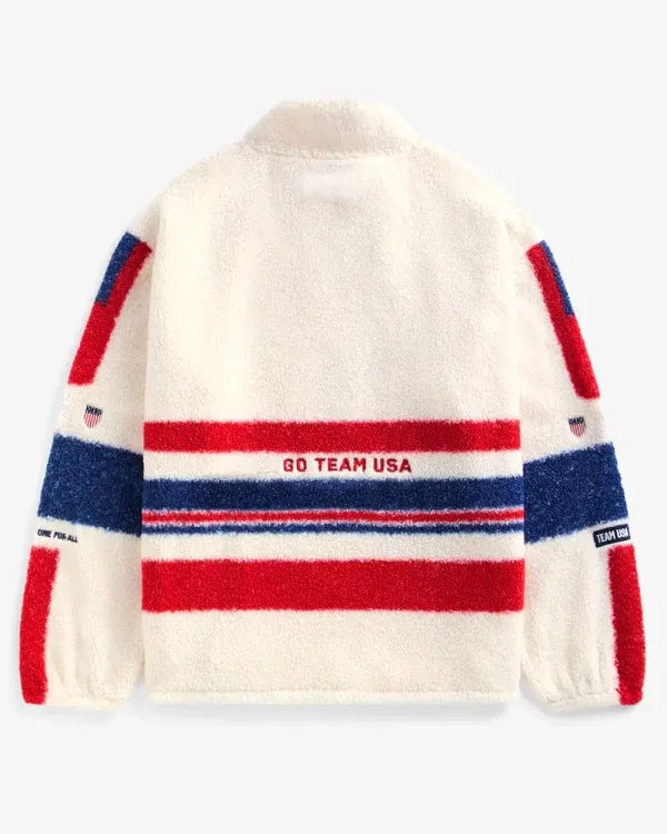 Team USA Cream Quarter-Zip Sherpa Pullover