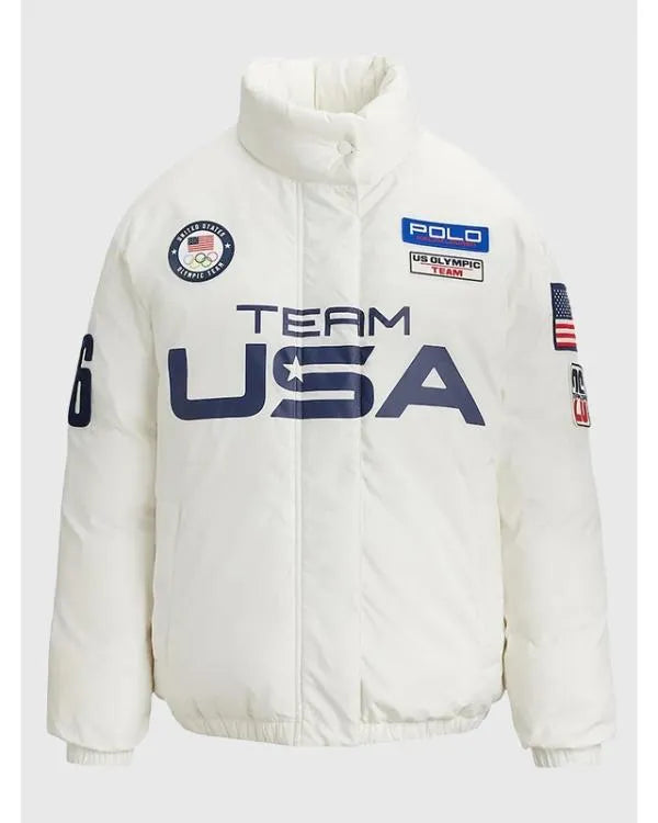 Team USA Olympic 2026 White Puffer Jacket