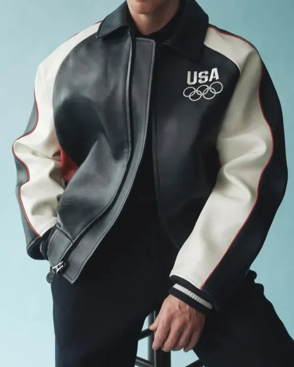 Team USA Olympics 2026 Leather Bomber Jacket