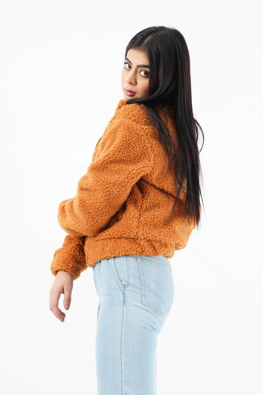 Teddy Faux Fur Bomber Jacket – Camel WorthVee