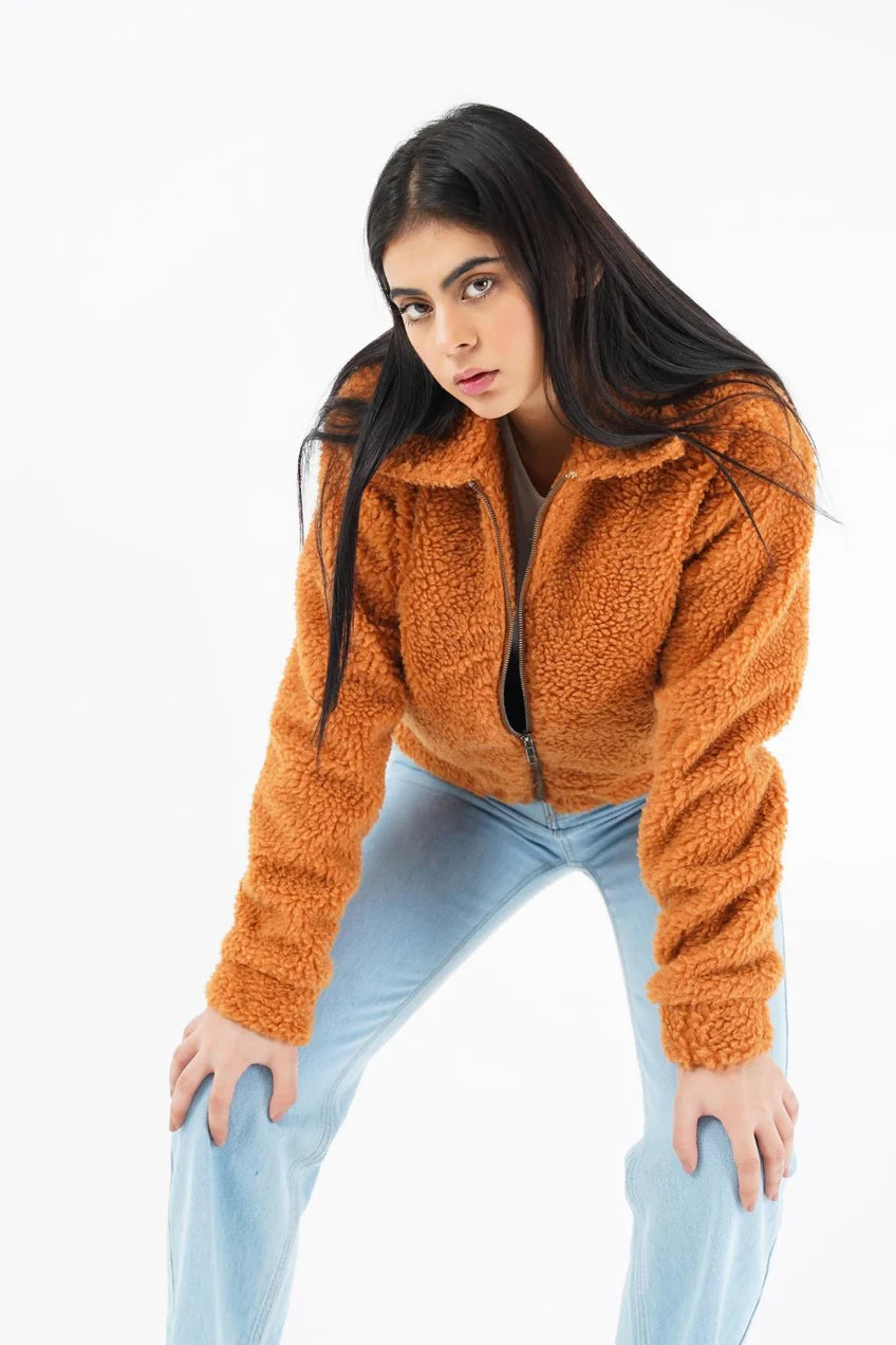 Teddy Faux Fur Bomber Jacket – Camel WorthVee