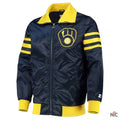 The Captain II Milwaukee Brewers Navy Satin Jacket Clanton Jacket