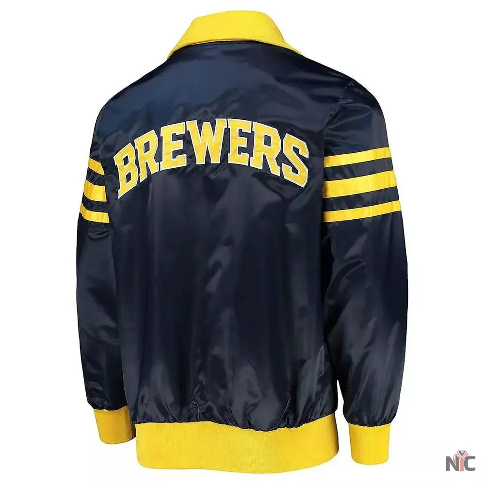 The Captain II Milwaukee Brewers Navy Satin Jacket Clanton Jacket
