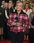 The Five 2025 Dana Perino Pink And Red Plaid Puffer Jacket