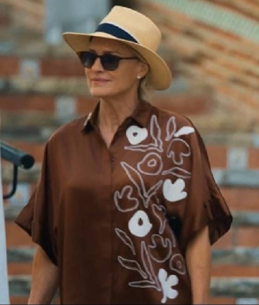 The Girlfriend Robin Wright Brown Floral Shirt USA Jackets