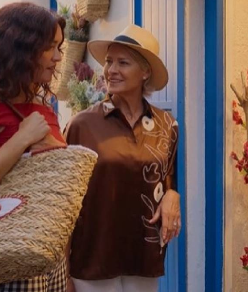 The Girlfriend Robin Wright Brown Floral Shirt USA Jackets